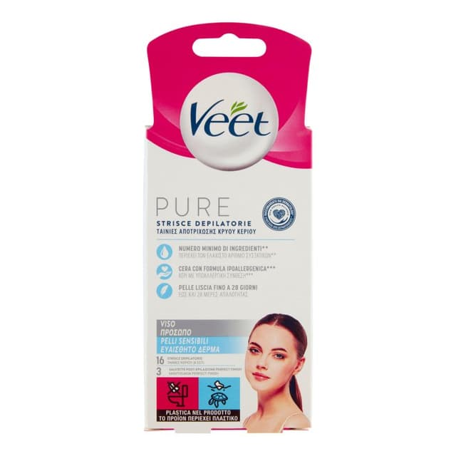 Veet Bandes dépilatoires visage hypoallergéniques – 16 pièces