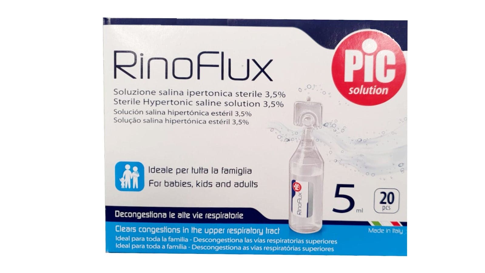 Rinoflux – Solution Hypertonique 5 ml, 20 Flacons