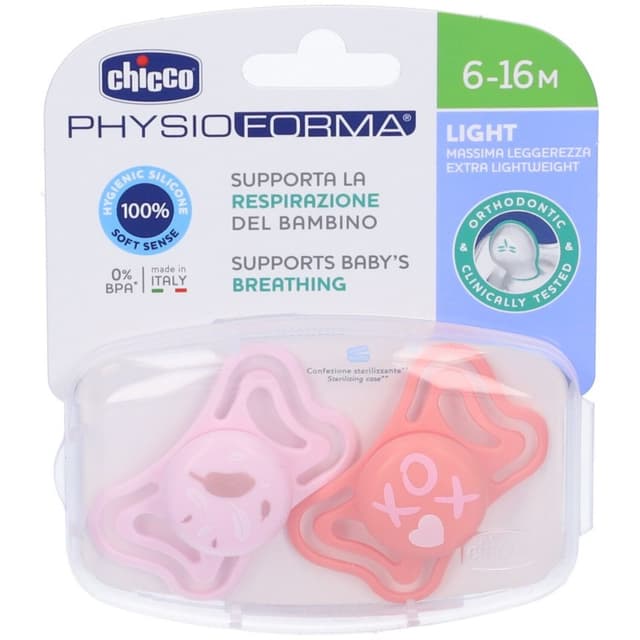 Chicco Sucette Light Rose 6-16 Mois – 2 pièces