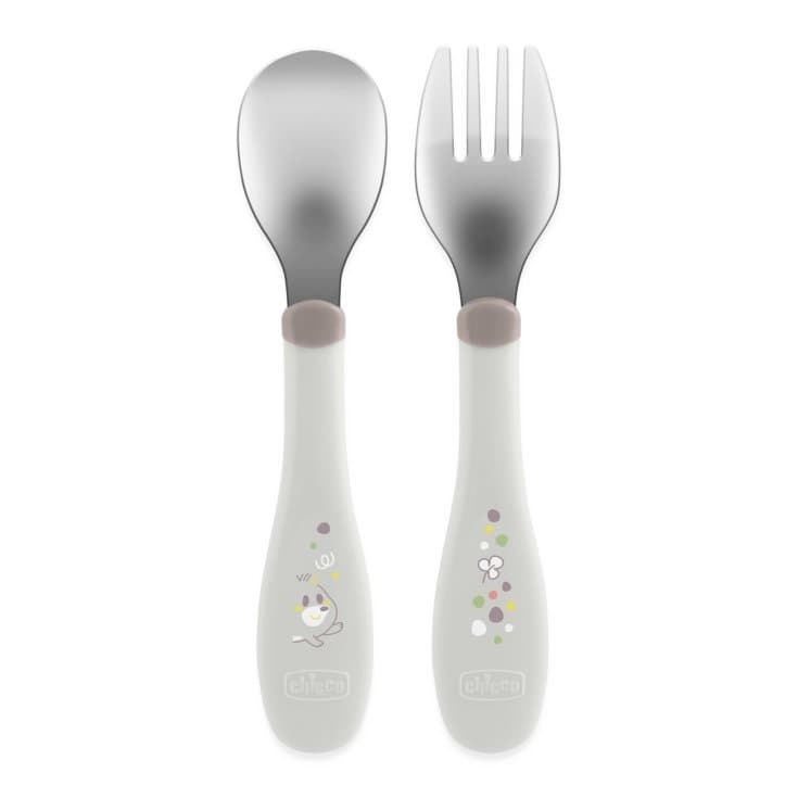 Chicco Couverts en Acier Inoxydable – à partir de 18 Mois, Gris