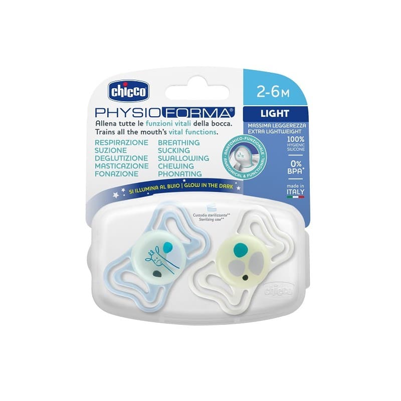Chicco Sucette Light Luminoso – 2-6 mois, lot de 2