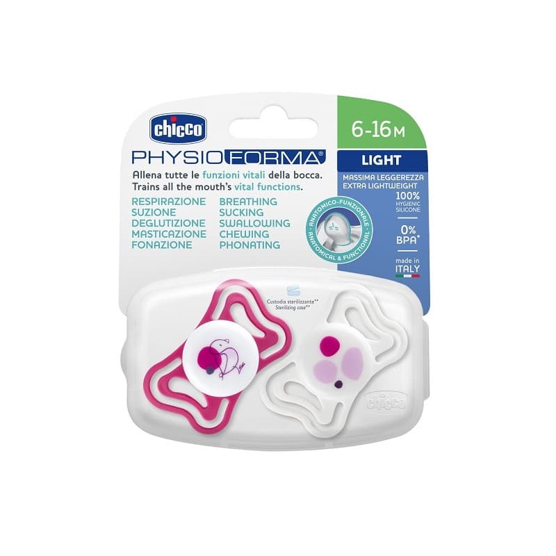 Chicco Succhietto Light Rosso – 6-16 Monate, 2er Pack
