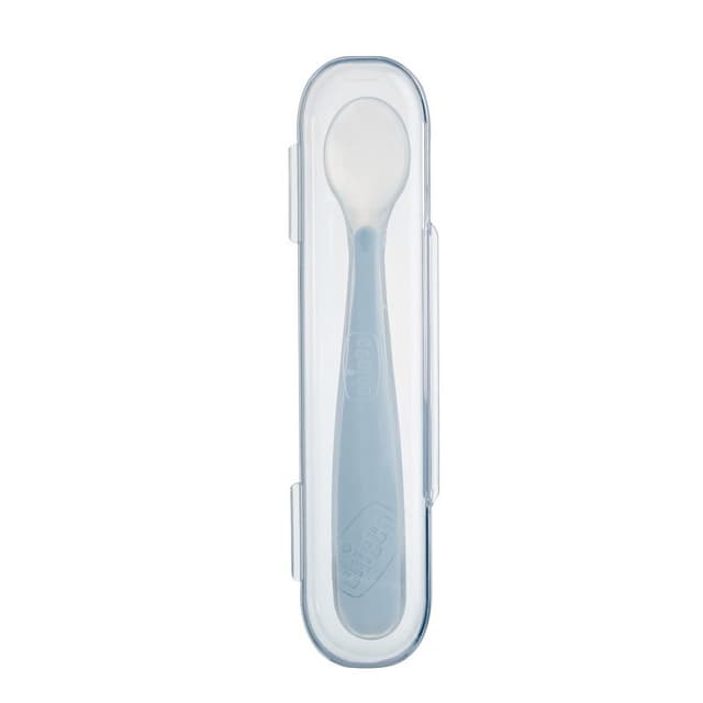 Chicco Softly Spoon Silicone 6M+ Gris – avec étui