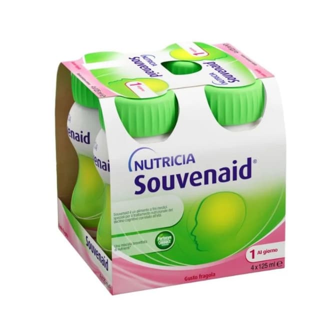 Oméga-3 EPA et DHA + Choline – 4 Bouteilles de 125 ml | Souvenaid Fraise