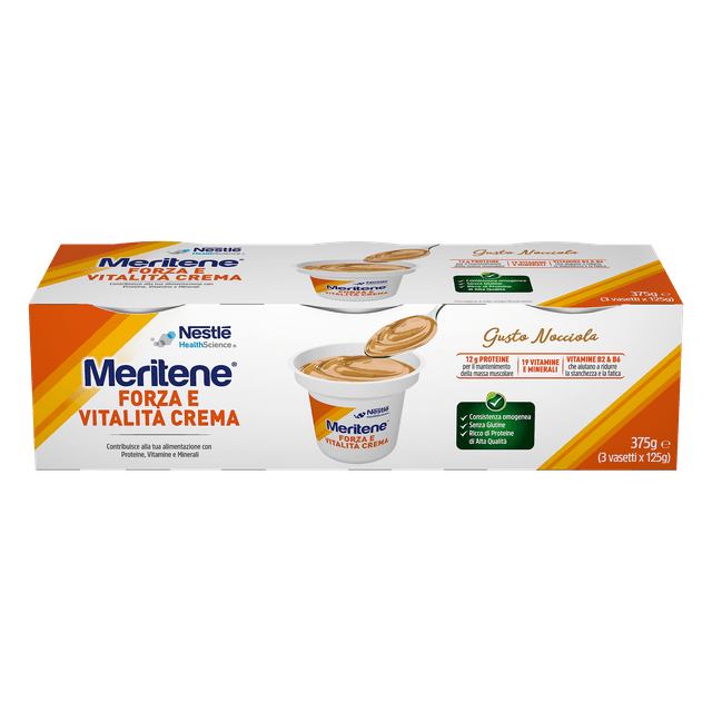 Meritene Crème Noisette – 3 x 125 g crème protéinée nutritive