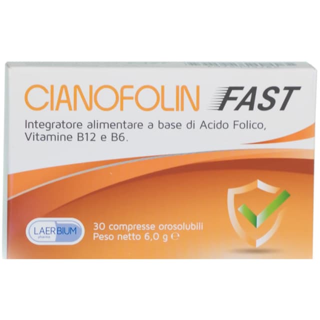 Vitamine B12 + Acide folique – 30 comprimés | Cianofolin Fast