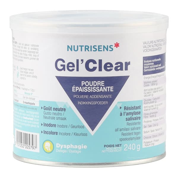 Gel'Clear Neutre – Épaississant 240 g pour troubles de la déglutition