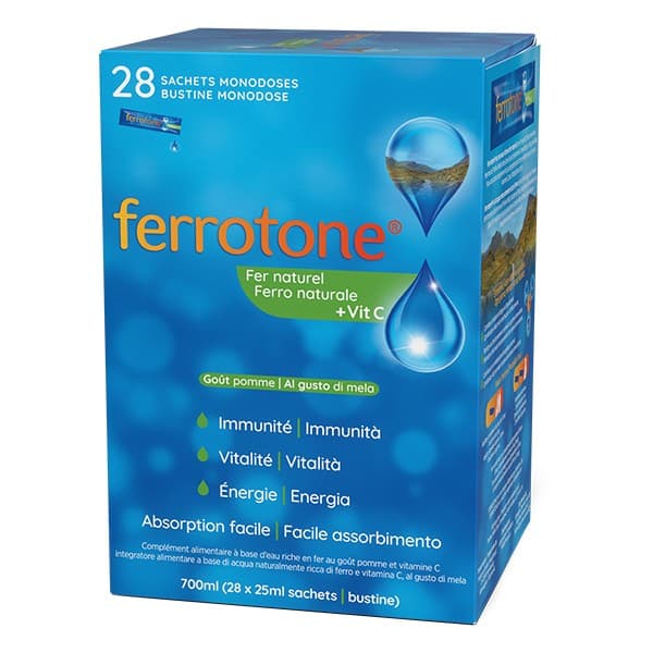Fer + Vitamine C – 28 sachets de 25 ml | Ferrotone Apple