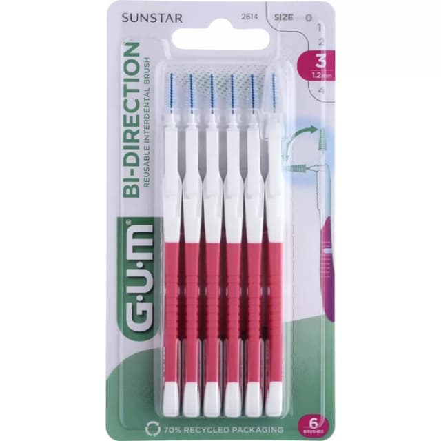 GUM BI-DIRECTIONAL Brossette interdentaire Fine – 6 Pièces