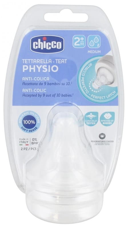 Chicco TETTAR PERFECT5 – Tétine en silicone dès 2 mois, Lot de 2