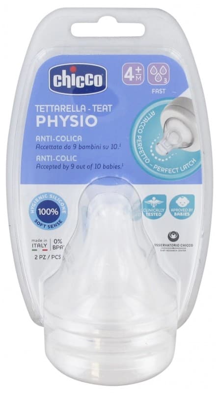 Chicco TETTAR PERFECT5 – Tétine en silicone 4 mois+, Lot de 2